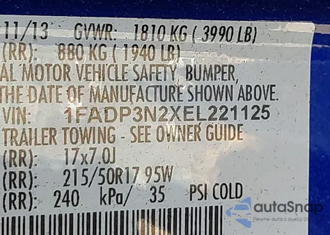 2014 Ford Focus Titanium from USA, damaged, VIN 1FADP3N2XEL221125